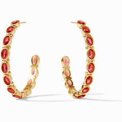 Julie Vos Mykonos Hoop - Gold - Ruby Red - Large