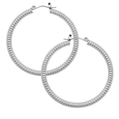 Susan Shaw 1 1/4" Silver Ribbed Hoops