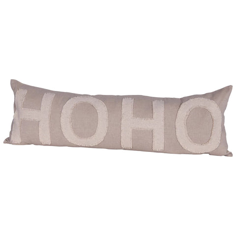 HO HO Pillow - Taupe and Cream