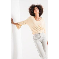 Z Supply The Sweater Knit Notch Front in Yellow Cream