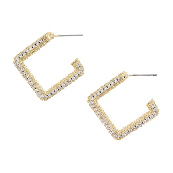 GOLD CRYSTAL ENCRUSTED SQUARE EARRING