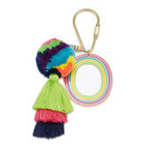 Jane Marie Enamel Keychain with Initial, Pom Poms and Tassel