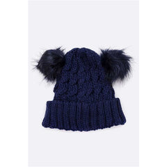 Double PomPom Cable Knit Beanies