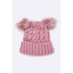 Double PomPom Cable Knit Beanies