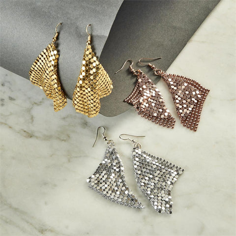 Metallic Mesh Dangle Earrings