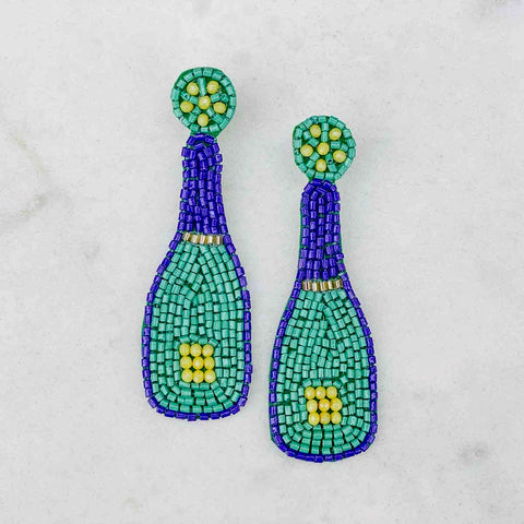 Mardi Gras Champagne Bottle Earrings