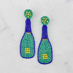 Mardi Gras Champagne Bottle Earrings