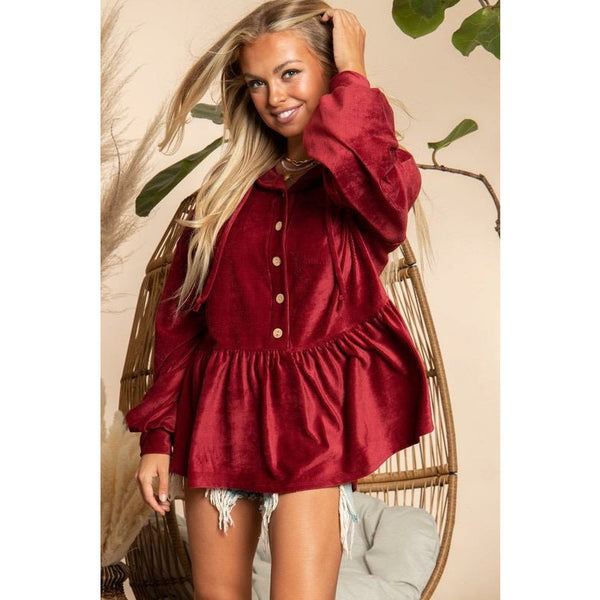 Gretal Velvet Hoodie Top