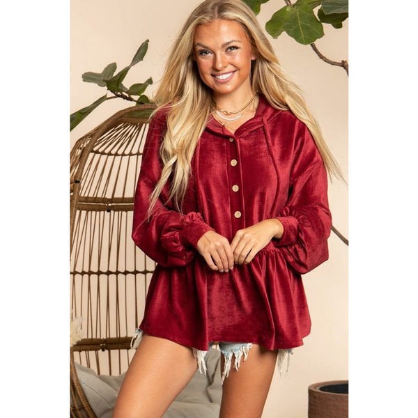 Gretal Velvet Hoodie Top