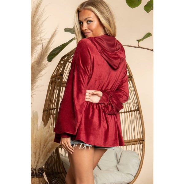 Gretal Velvet Hoodie Top