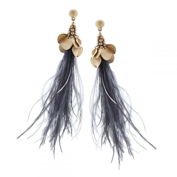 Canvas-Sparkle Disc Feather Earrings