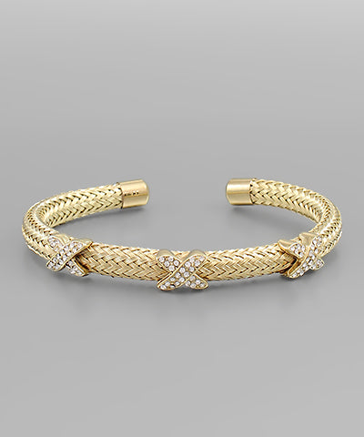 Gold Cuff with Triple Pave' Station