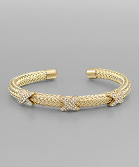 Gold Cuff with Triple Pave' Station