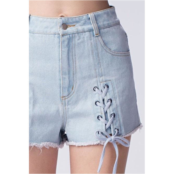 Annie Lace Up Denim Shorts