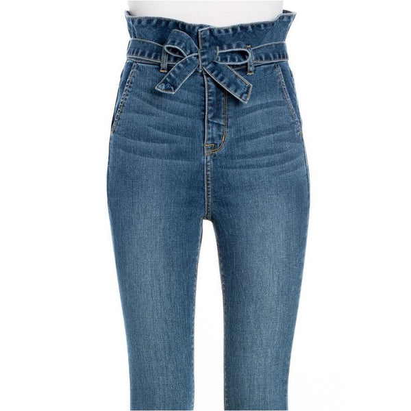 High Rise Paper Bag Straight Leg Jeans