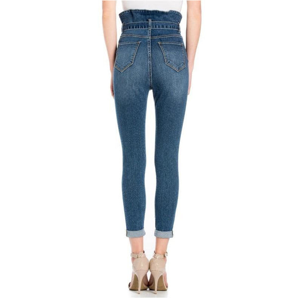 High Rise Paper Bag Straight Leg Jeans