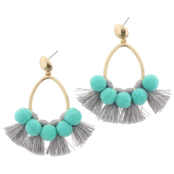 Jane Marie Turquoise Pom Pom Earrings