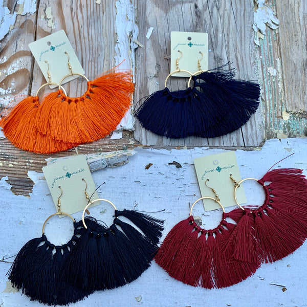 Jane Marie Gameday Fringe Fan Earrings