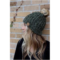 Chenille Beanie Fur Pom Pom