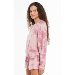 Z Supply Sleep Over Tie Dye Pullover in Violet Ash