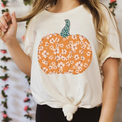 Quilted Pattern Pumpkin Tee