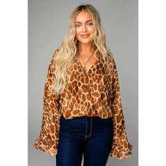 Buddy Love Ariana Kimono Sleeve Bodysuit Giraffe