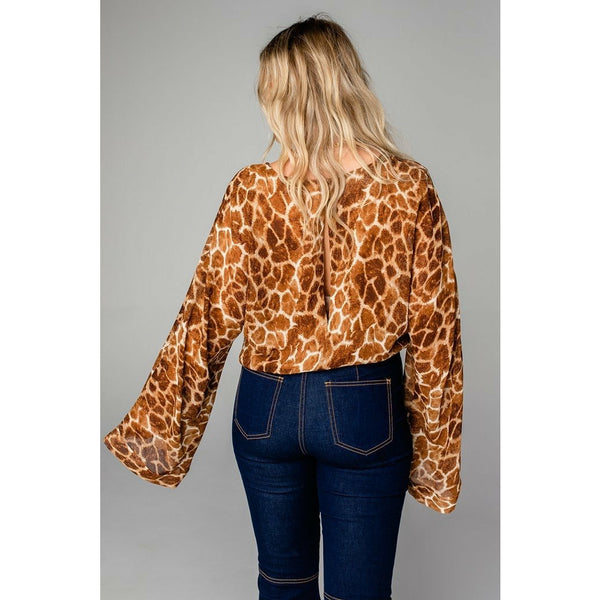 Buddy Love Ariana Kimono Sleeve Bodysuit Giraffe