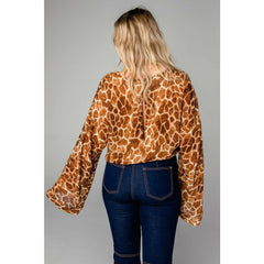 Buddy Love Ariana Kimono Sleeve Bodysuit Giraffe