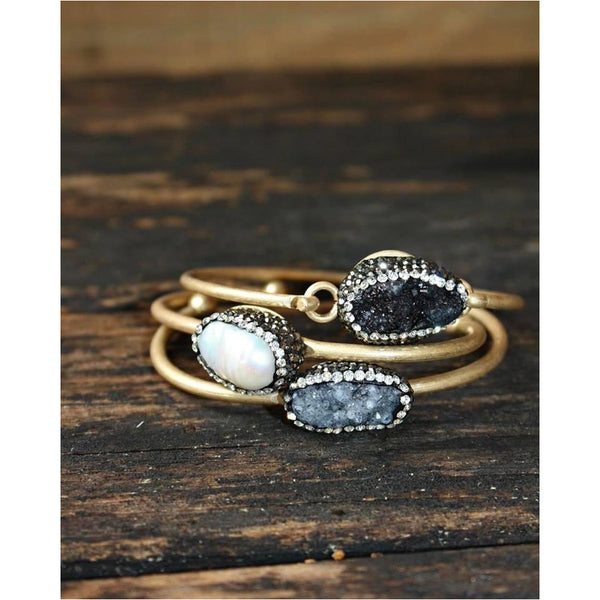 Jane Marie Pearl and Druzy Pave Bracelets