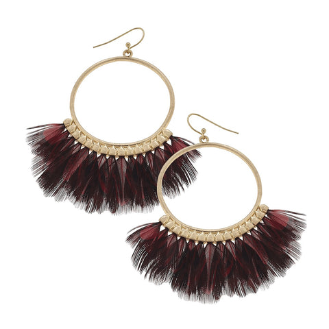 Canvas Feather Hoop Earrings