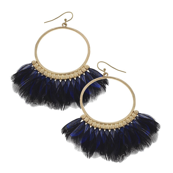 Canvas Feather Hoop Earrings