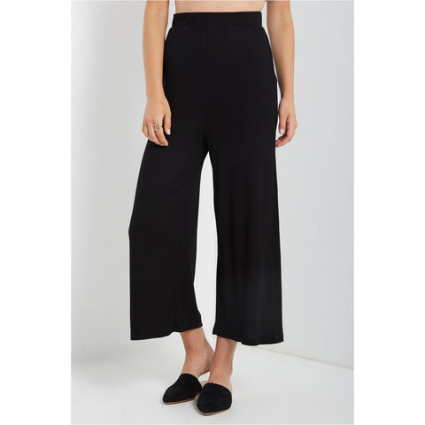 Ribbed Black Culotte Pants