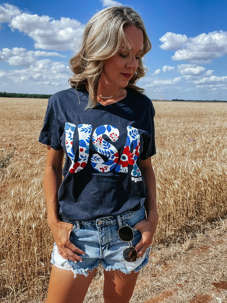 USA Floral T-Shirt