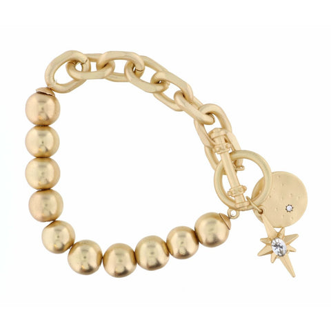 Jane Marie GOLD STAR DISC AND STARBURST BRACELET