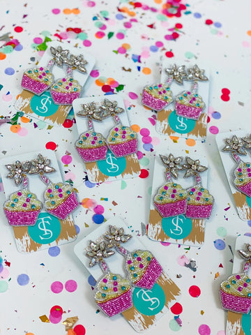 Birthday Cupcakes Beaded Earrings