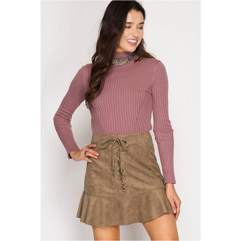 Stitched Up Suede Skirt