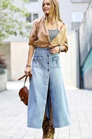 Hudson Long Denim Skirt