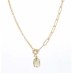 Jane Marie 16" BRONZE ROUNDED RECTANGLE WITH STARBURST CHARM NECKLACE, 3" EXT.