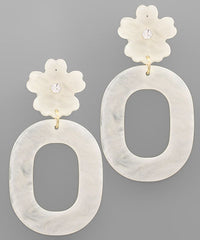 Floral Acrylic Oval Earrings