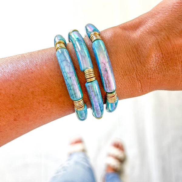 Acrylic Tube Bamboo Bracelets - 7 Colors