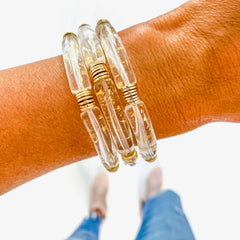 Acrylic Tube Bamboo Bracelets - 7 Colors