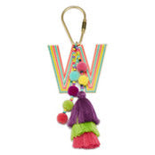 Jane Marie Enamel Keychain with Initial, Pom Poms and Tassel