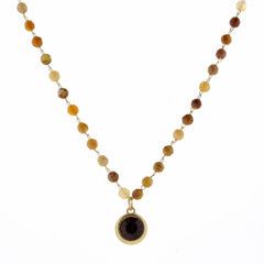 Jane Marie 16" FACETED OCEAN JASPER STONE WITH TOPAZ ENCASED CRYSTAL NECKLACE