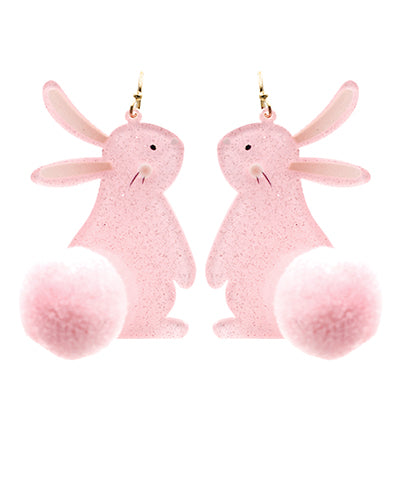 Easter Bunny Pom Pom Earrings