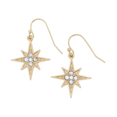 GOLD STARBURST WITH CRYSTALS EARRING