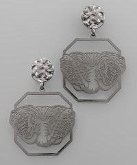 Elephant Filigree Octagon Earrings - 3 Colors