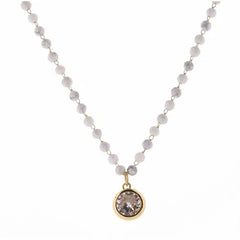 Jane Marie 16" FACETED HOWLLITE STONE WITH CHAMPAGNE ENCASED CRYSTAL NECKLACE