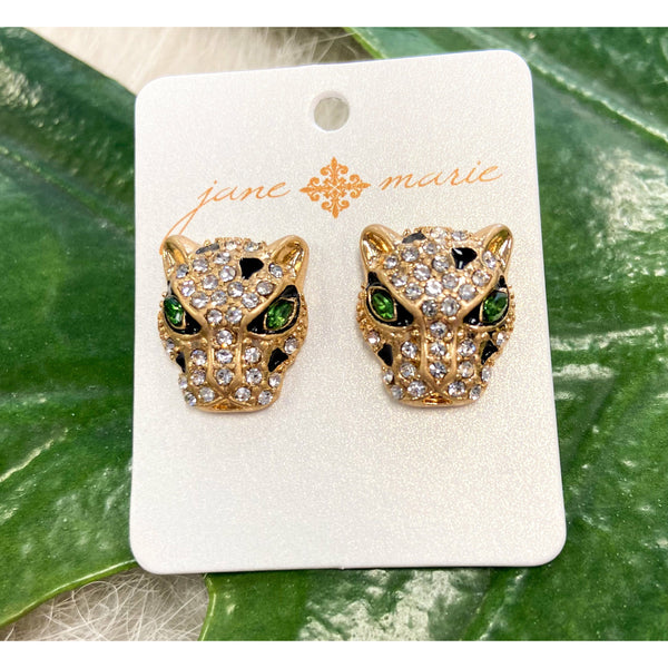 Jane Marie Rhinestone Leopard Earrings