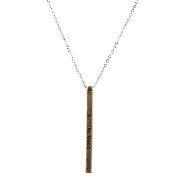 Jane Marie Gold Bar on Silver Chain Necklace