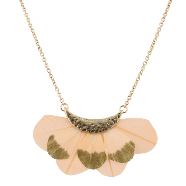 Jane Marie Gold Dipped Feather Bib Necklace